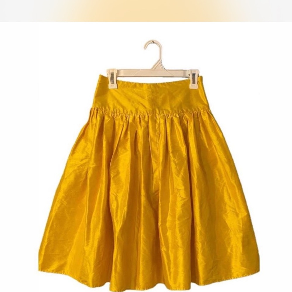 Free People Mustard Yellow Gathered Midi Skirt